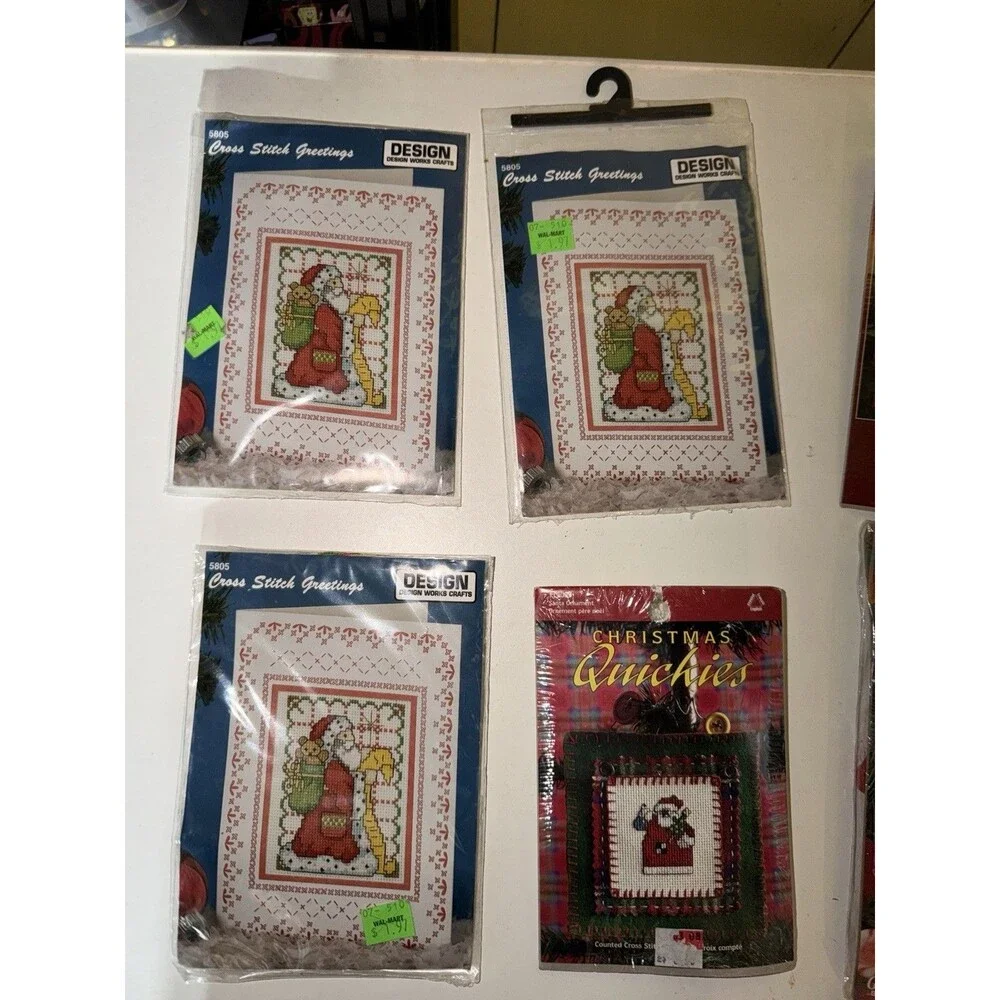 Vtg Cross Stitch Set Kits Christmas Holiday Set Of 6